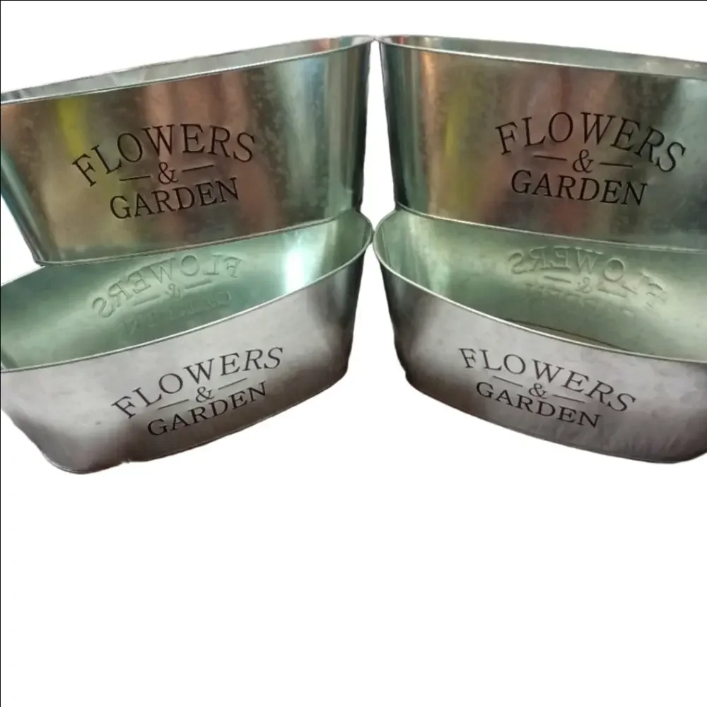 Outdoors by Design Silver Galvanized Planters Set 2